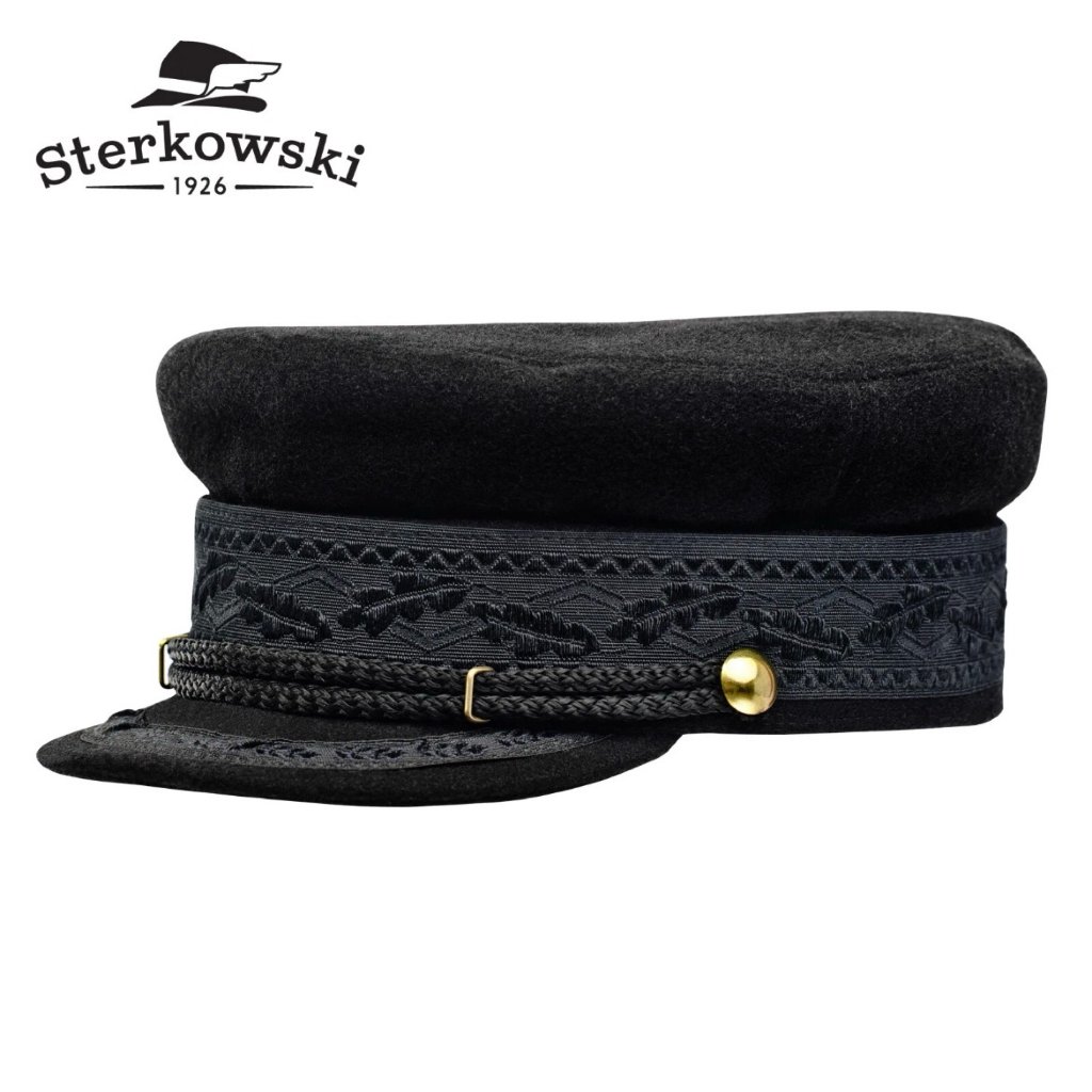 Sterkowski Xxl Hamburg Classic Black Sailor Cap Wool Breton Hat Men Women